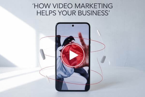 “Clean cover image showing a smartphone with a video play button and red accent lines on a white background titled ‘How Video Marketing Helps Your Business.’”