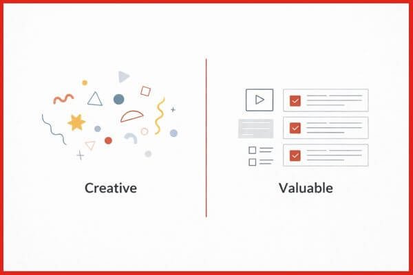 Comparison of creative versus valuable marketing ideas for small businesses